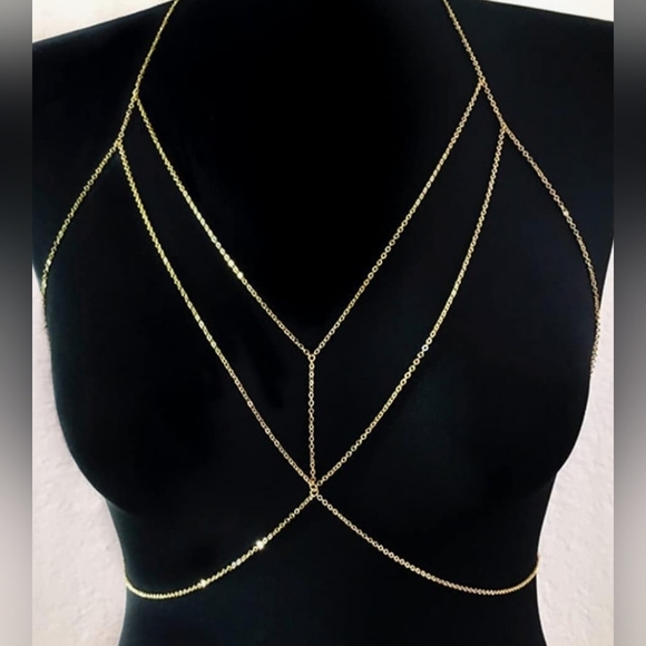 Gold Plated Rhinestone Body Chain - Picture 2 of 3